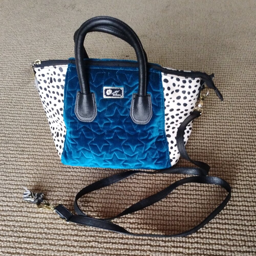Betsey Johnson Small Quilted Velvet Crossbody Bag